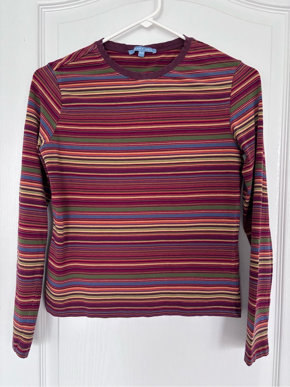 Smart Set Long-Sleeve Striped Crewneck Top